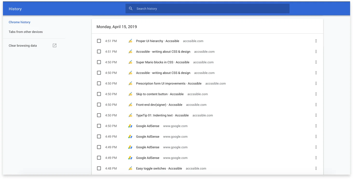 Default Chrome History