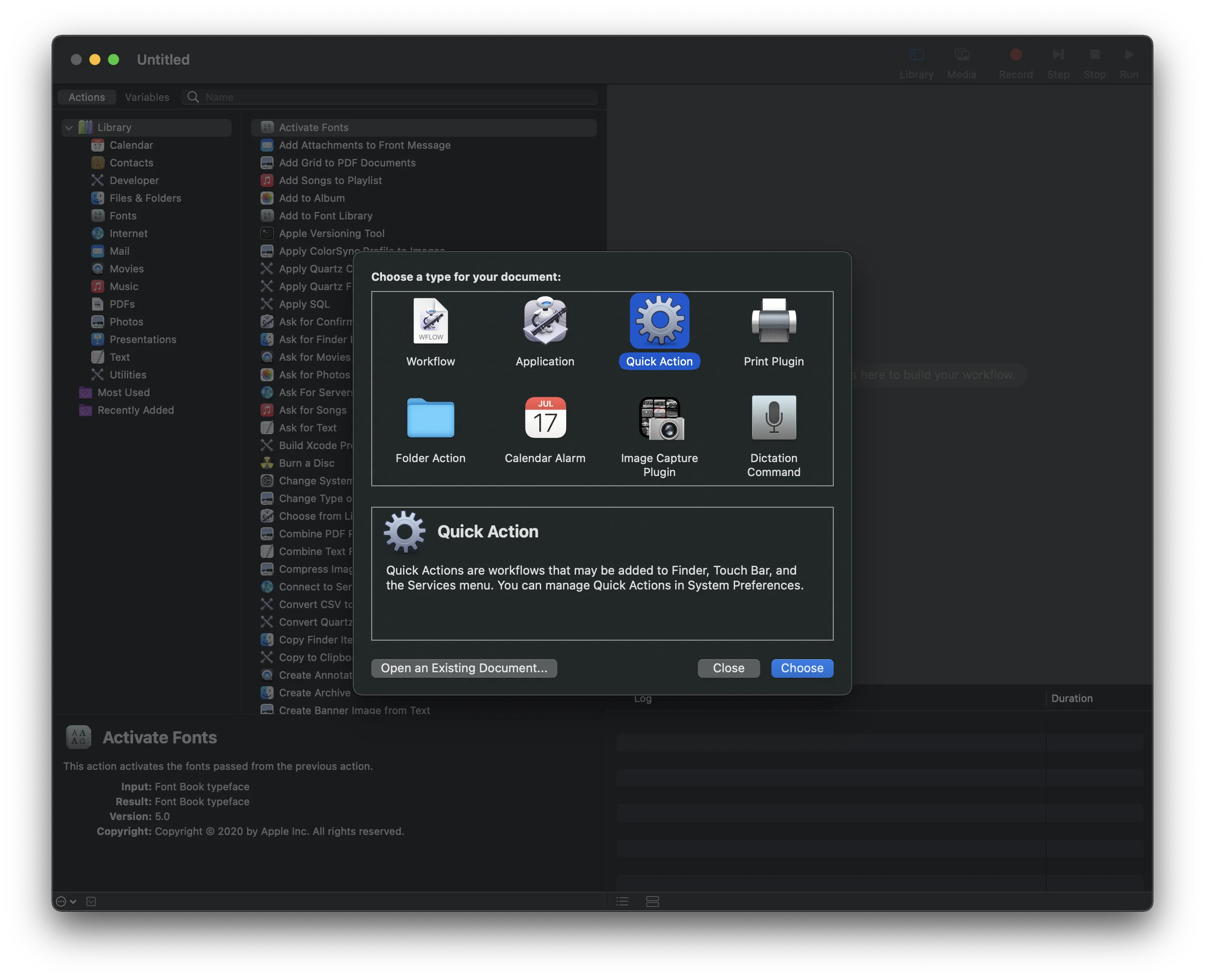 Toggle prompt for new automation in macOS Automator