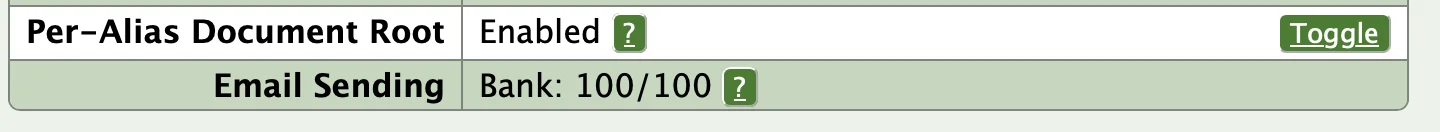 Screenshot showing the UI toggle for Per-Alias Document Root