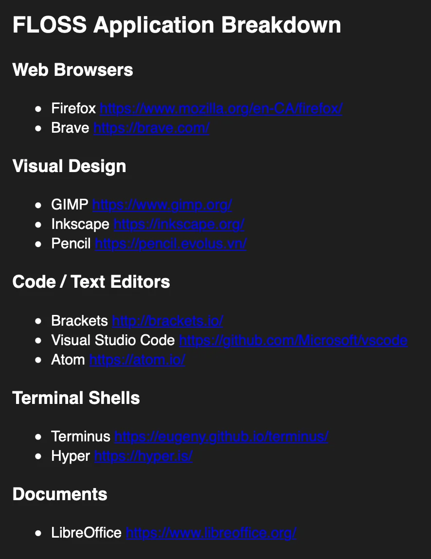 Safari dark mode example