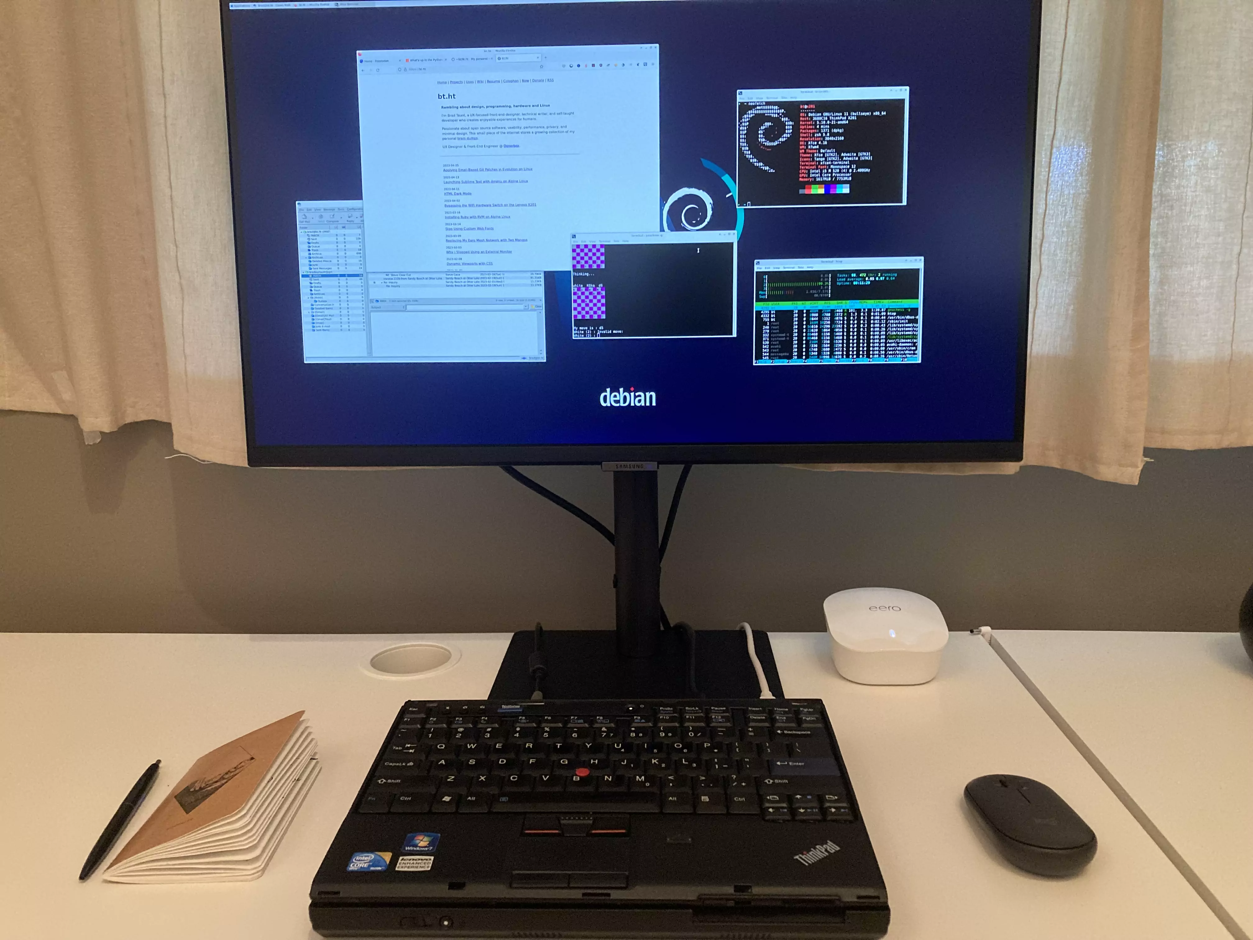 The X201 slabtop connected to my 4K monitor